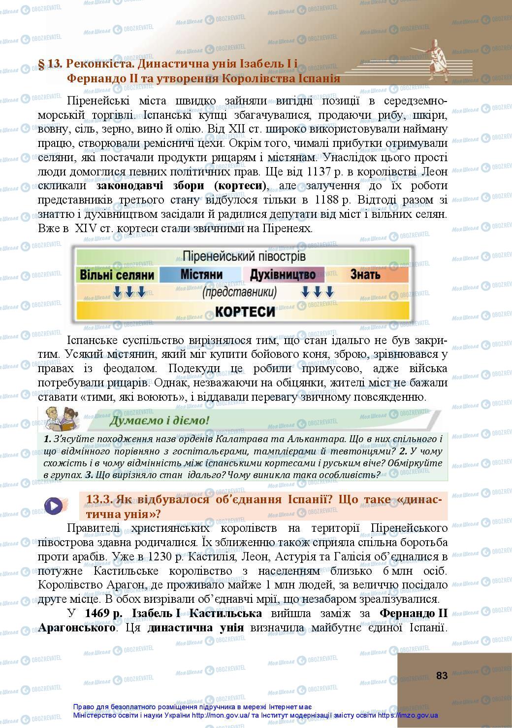 Підручники Всесвітня історія 7 клас сторінка 83