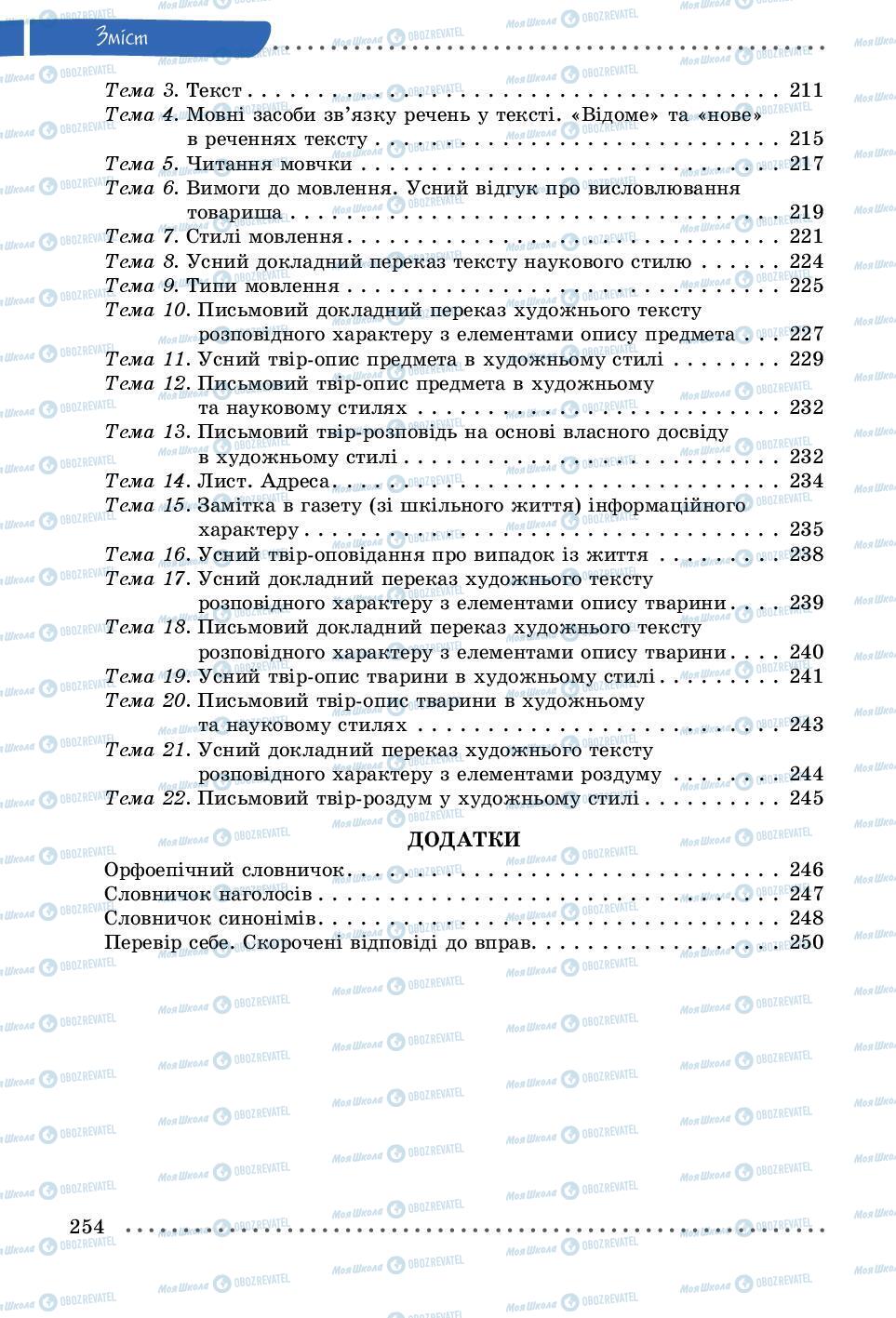 Підручники Українська мова 5 клас сторінка 254