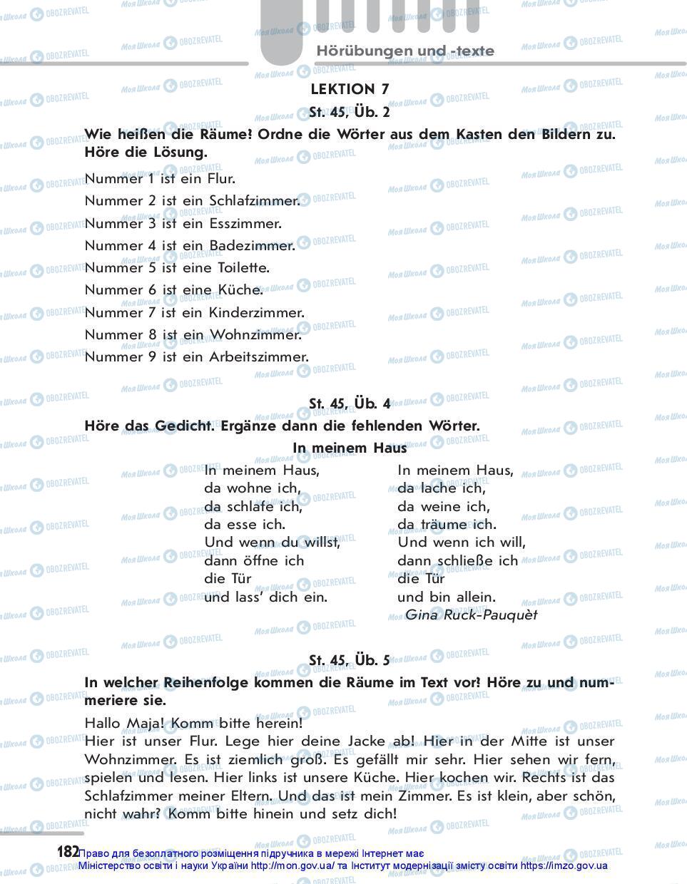 Підручники Німецька мова 7 клас сторінка 182