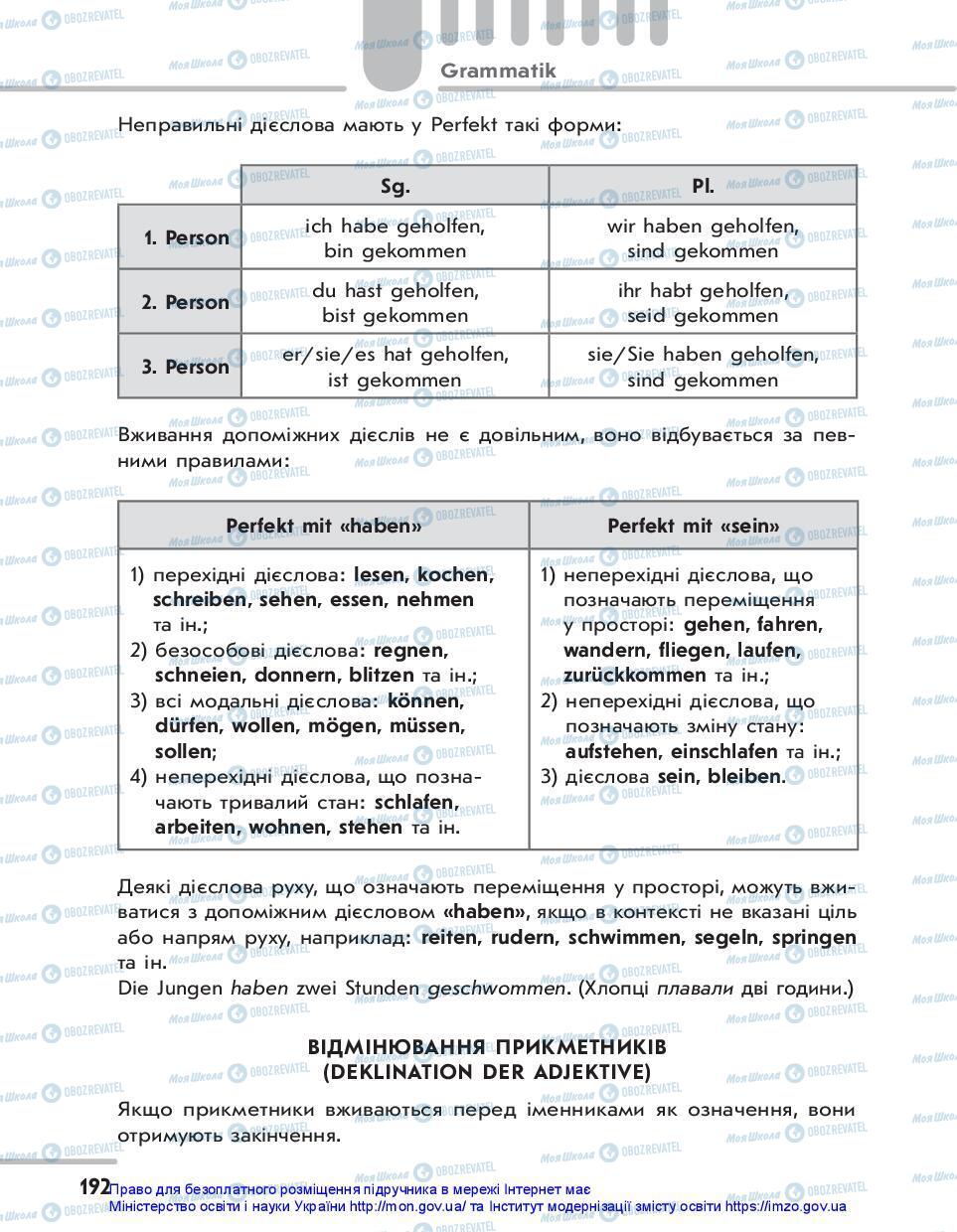Учебники Немецкий язык 7 класс страница 192