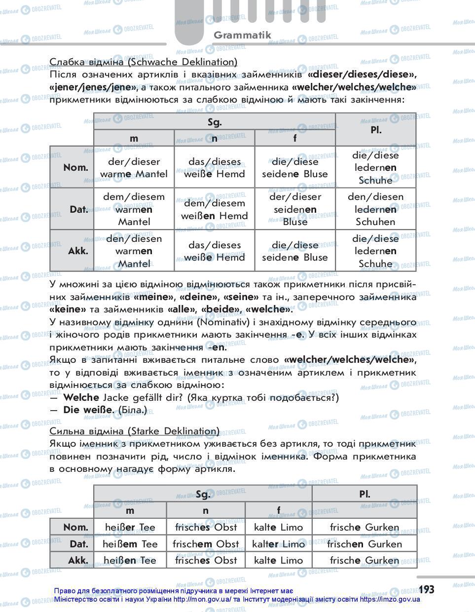 Підручники Німецька мова 7 клас сторінка 193