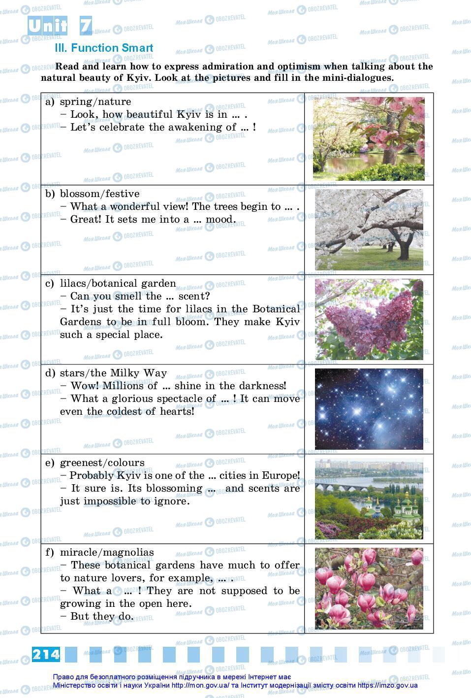 Підручники Англійська мова 7 клас сторінка 214