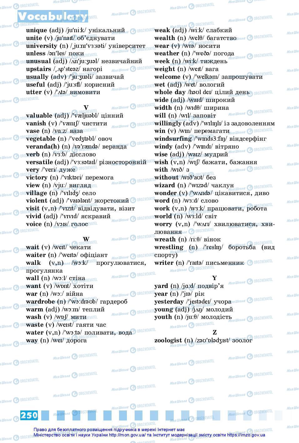 Підручники Англійська мова 7 клас сторінка 250