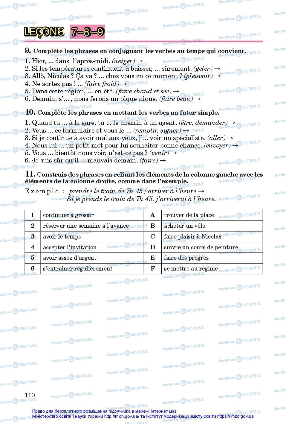 Підручники Французька мова 7 клас сторінка 110