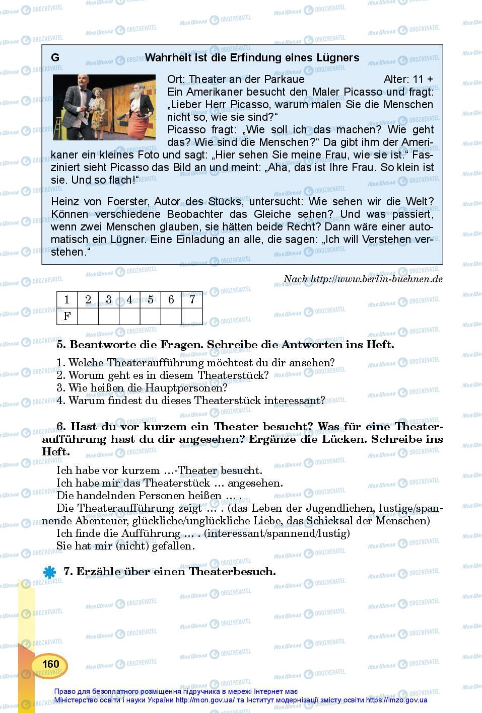 Підручники Німецька мова 7 клас сторінка 160