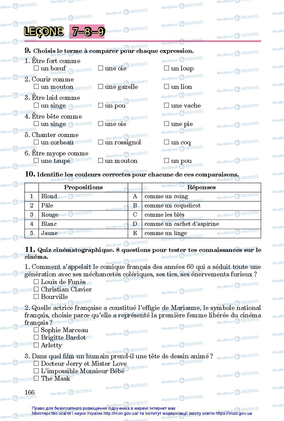 Підручники Французька мова 7 клас сторінка 166