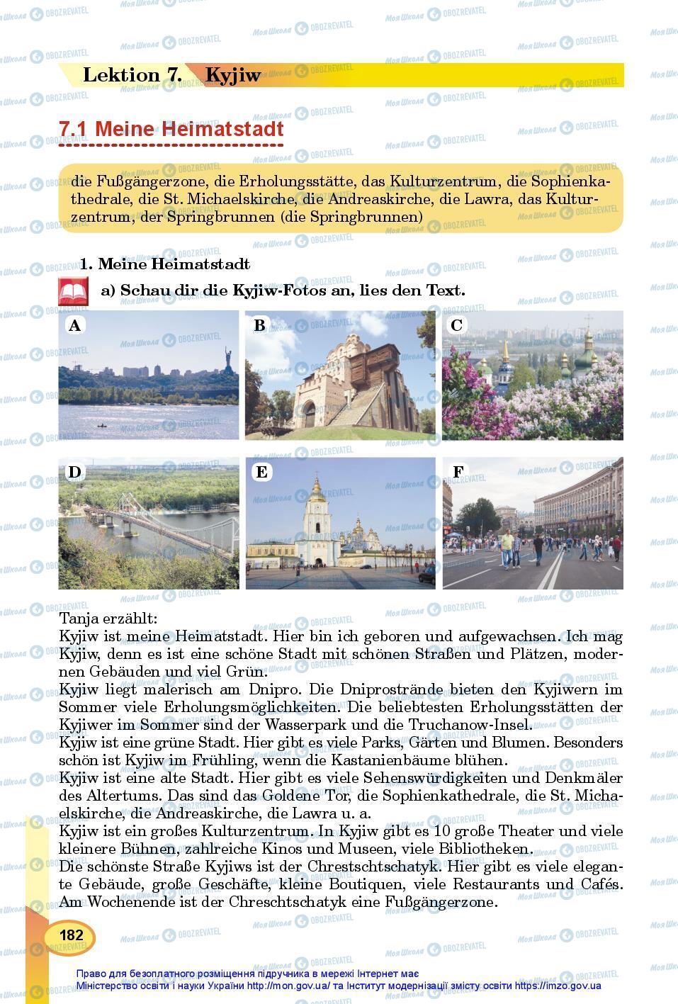 Підручники Німецька мова 7 клас сторінка 182