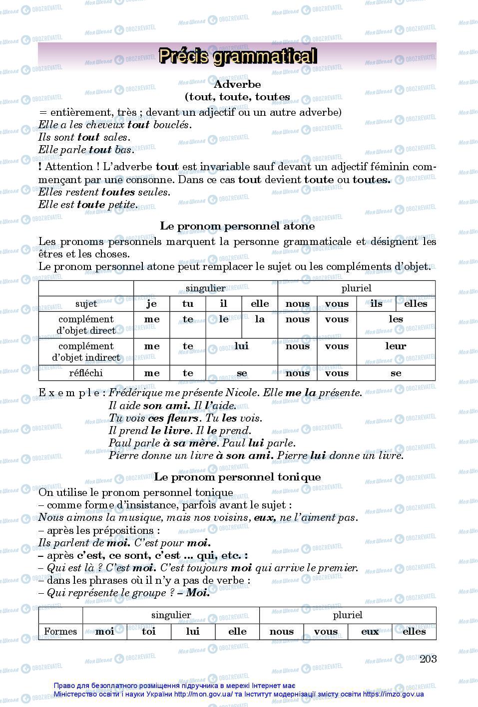 Підручники Французька мова 7 клас сторінка 203