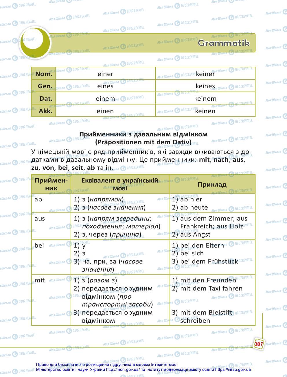 Підручники Німецька мова 7 клас сторінка 207