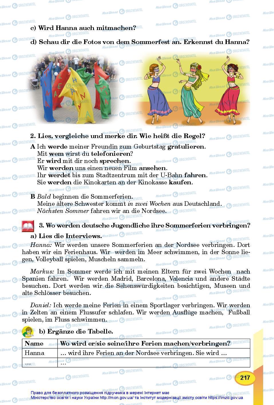 Підручники Німецька мова 7 клас сторінка 217