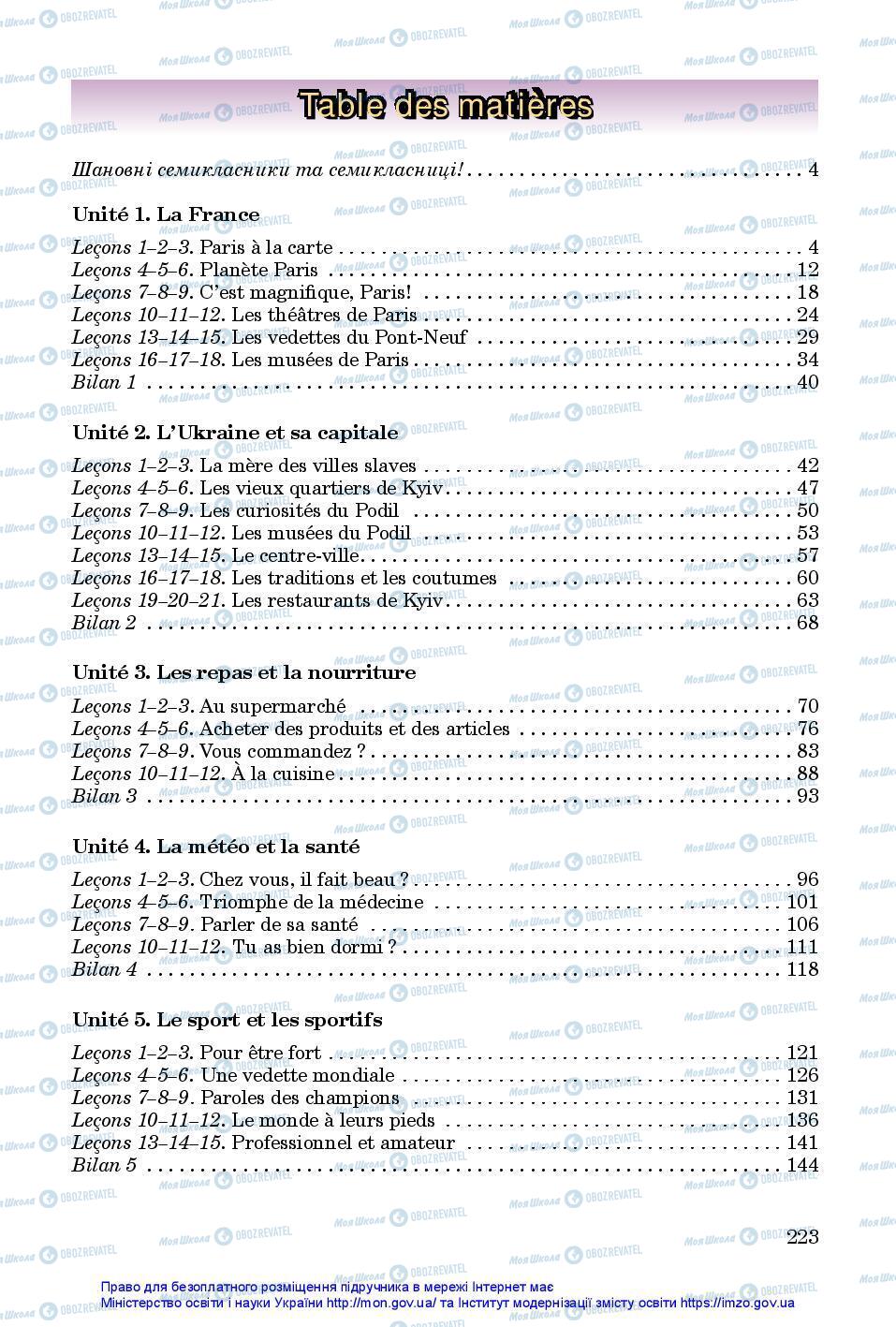 Підручники Французька мова 7 клас сторінка 223