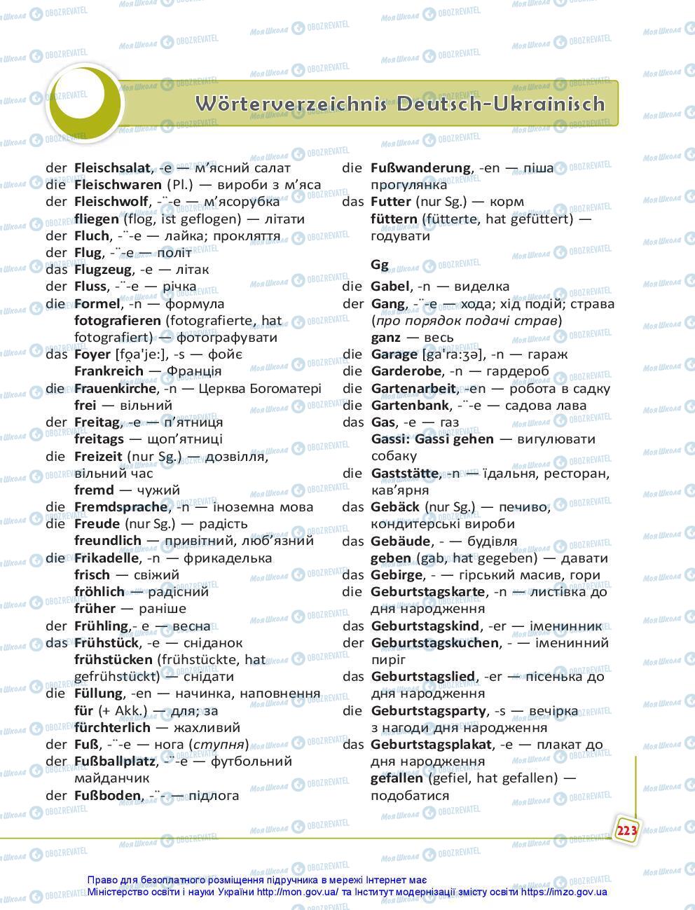 Підручники Німецька мова 7 клас сторінка 223