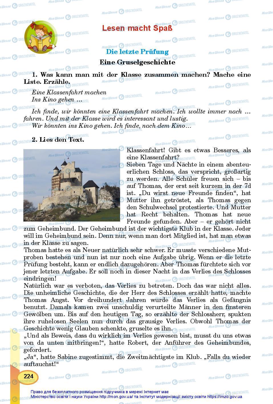Підручники Німецька мова 7 клас сторінка 224