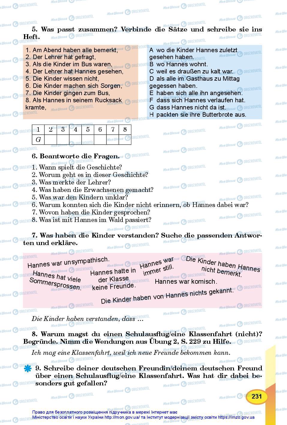 Підручники Німецька мова 7 клас сторінка 231