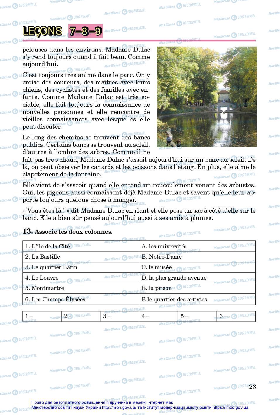 Підручники Французька мова 7 клас сторінка 23