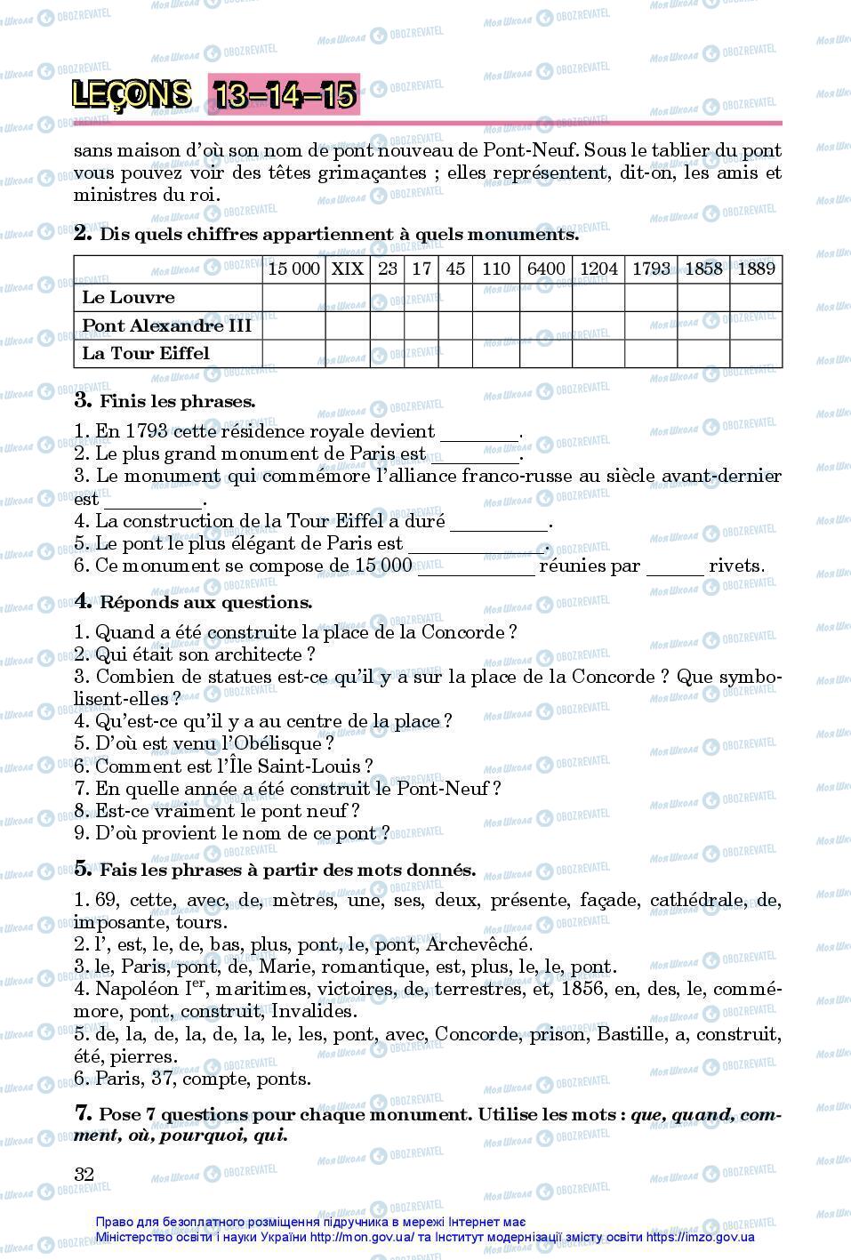 Підручники Французька мова 7 клас сторінка 32