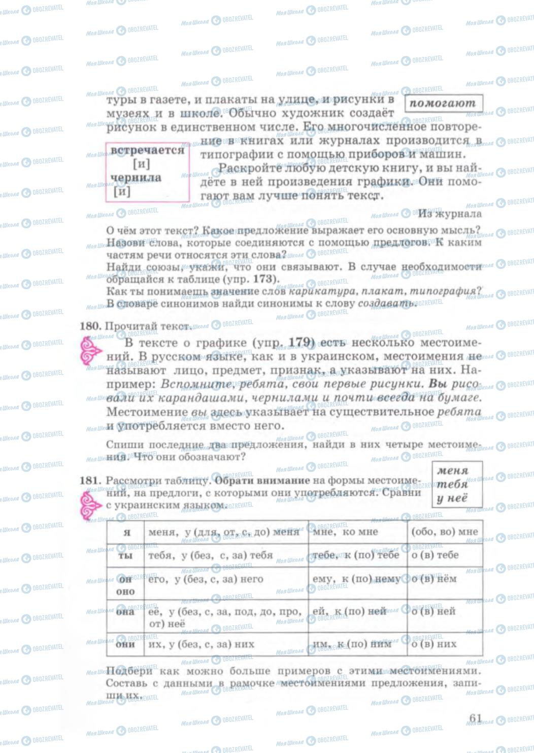Підручники Російська мова 5 клас сторінка 61