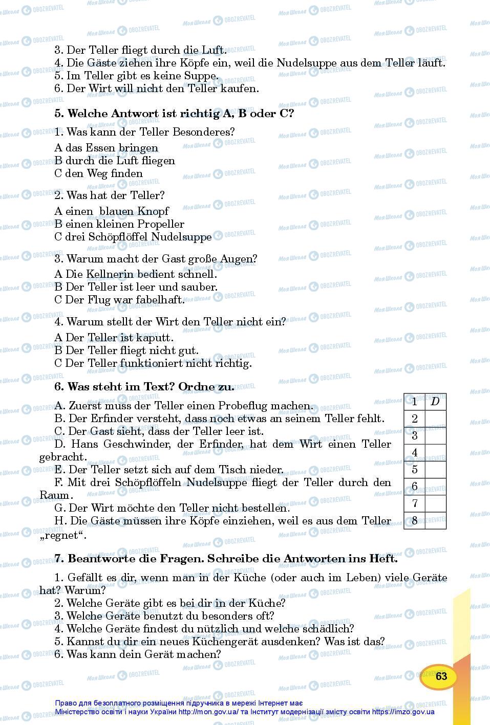 Підручники Німецька мова 7 клас сторінка 63