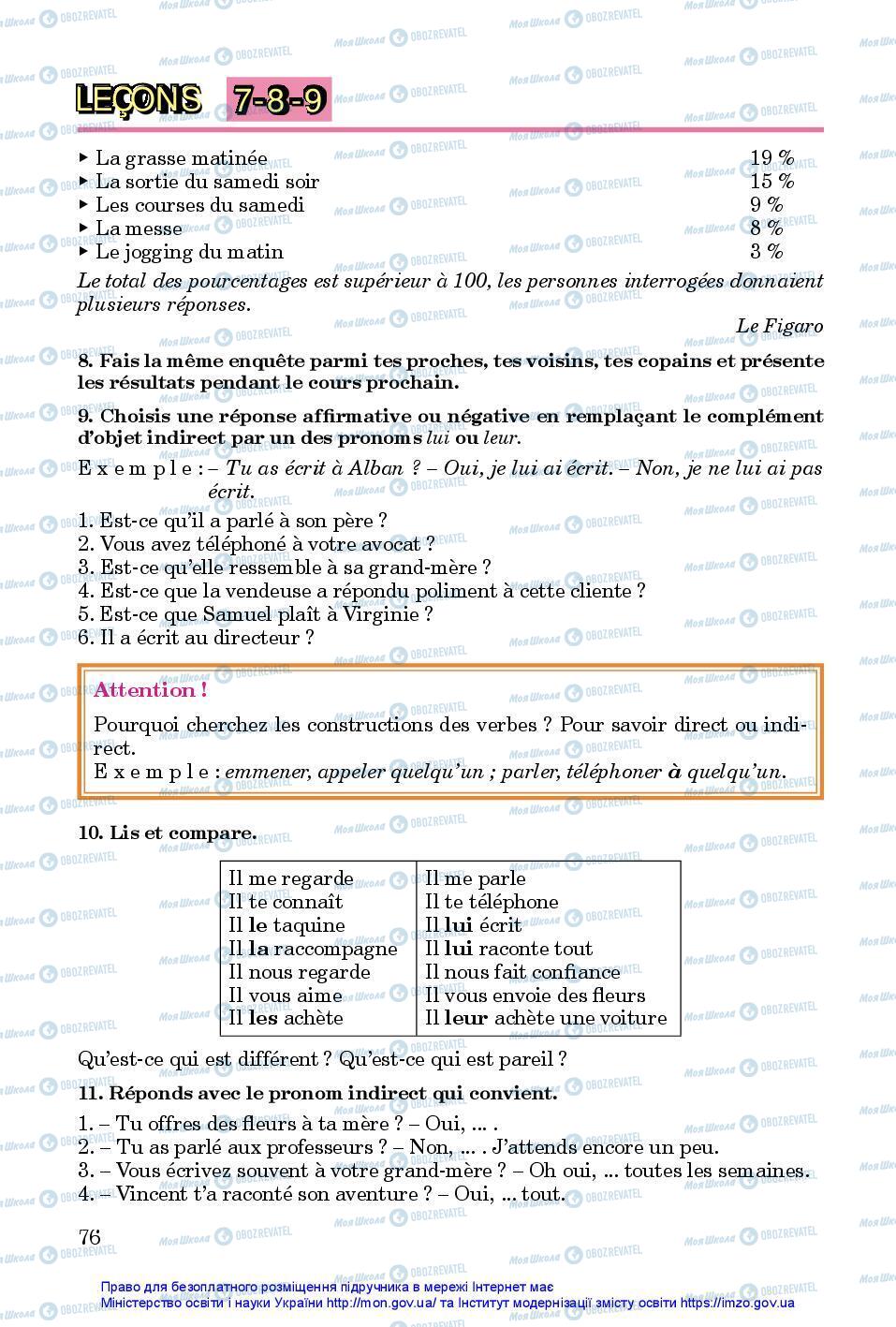 Підручники Французька мова 7 клас сторінка 76