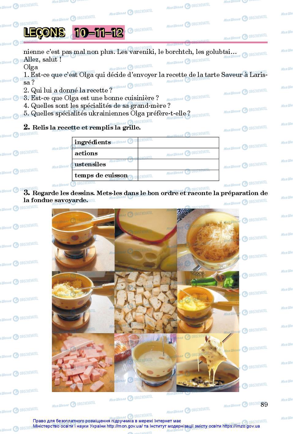 Підручники Французька мова 7 клас сторінка 89