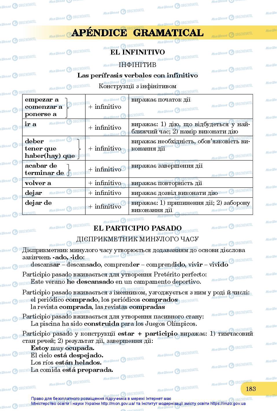 Підручники Іспанська мова 7 клас сторінка 183