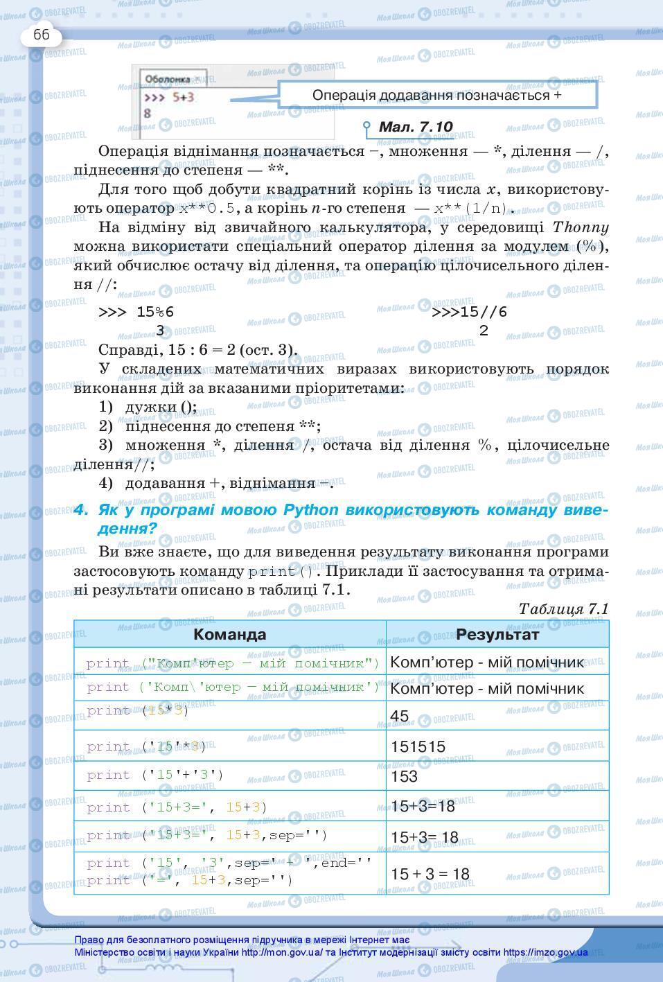 Підручники Інформатика 7 клас сторінка 66