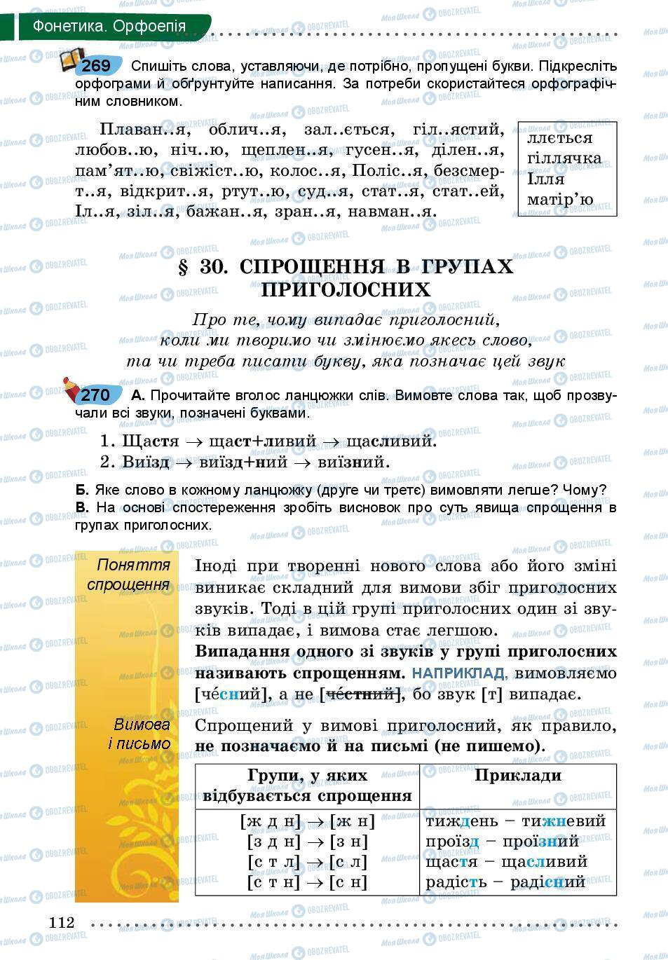 Учебники Укр мова 5 класс страница 112