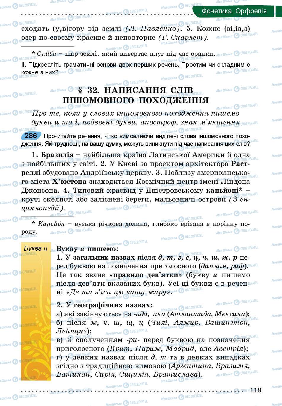 Підручники Українська мова 5 клас сторінка 119