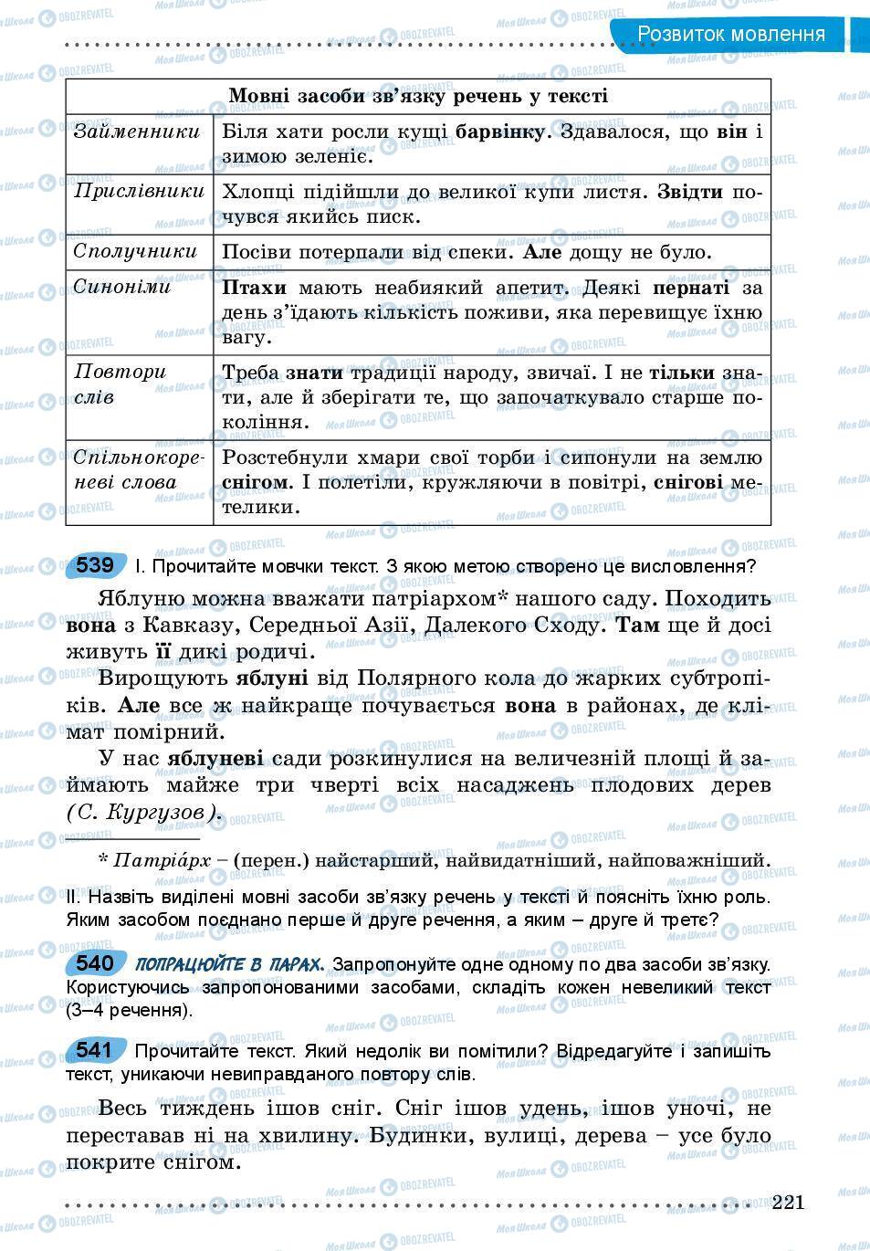 Підручники Українська мова 5 клас сторінка 221