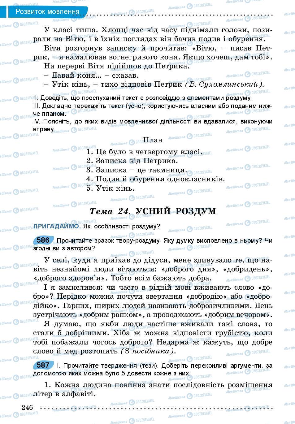 Підручники Українська мова 5 клас сторінка 246