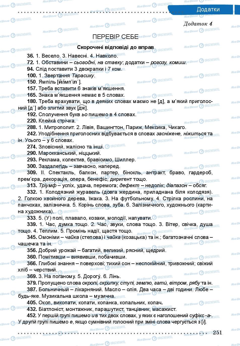 Підручники Українська мова 5 клас сторінка 251