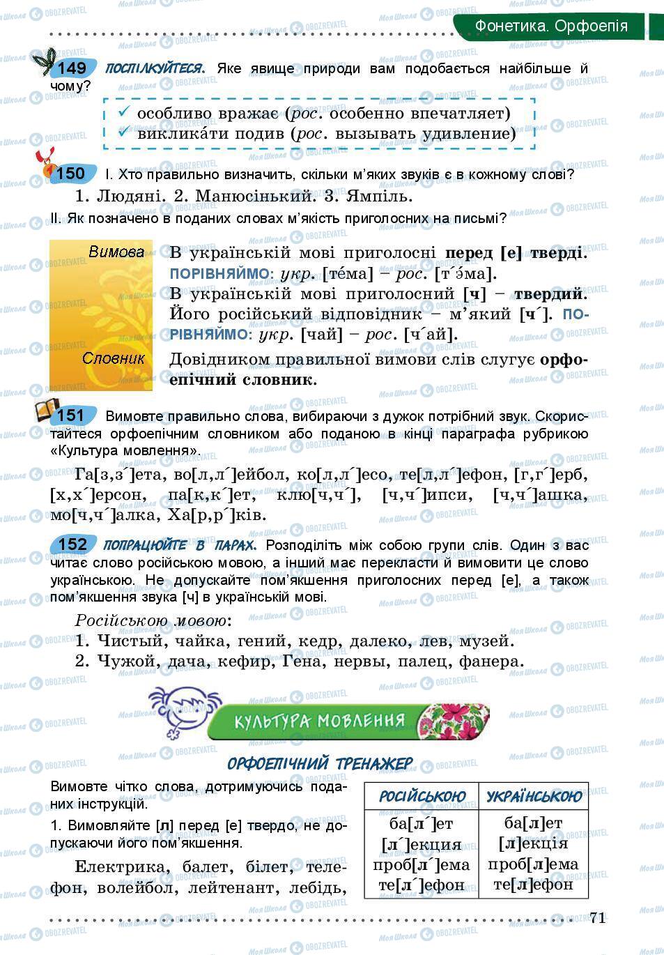 Підручники Українська мова 5 клас сторінка 71