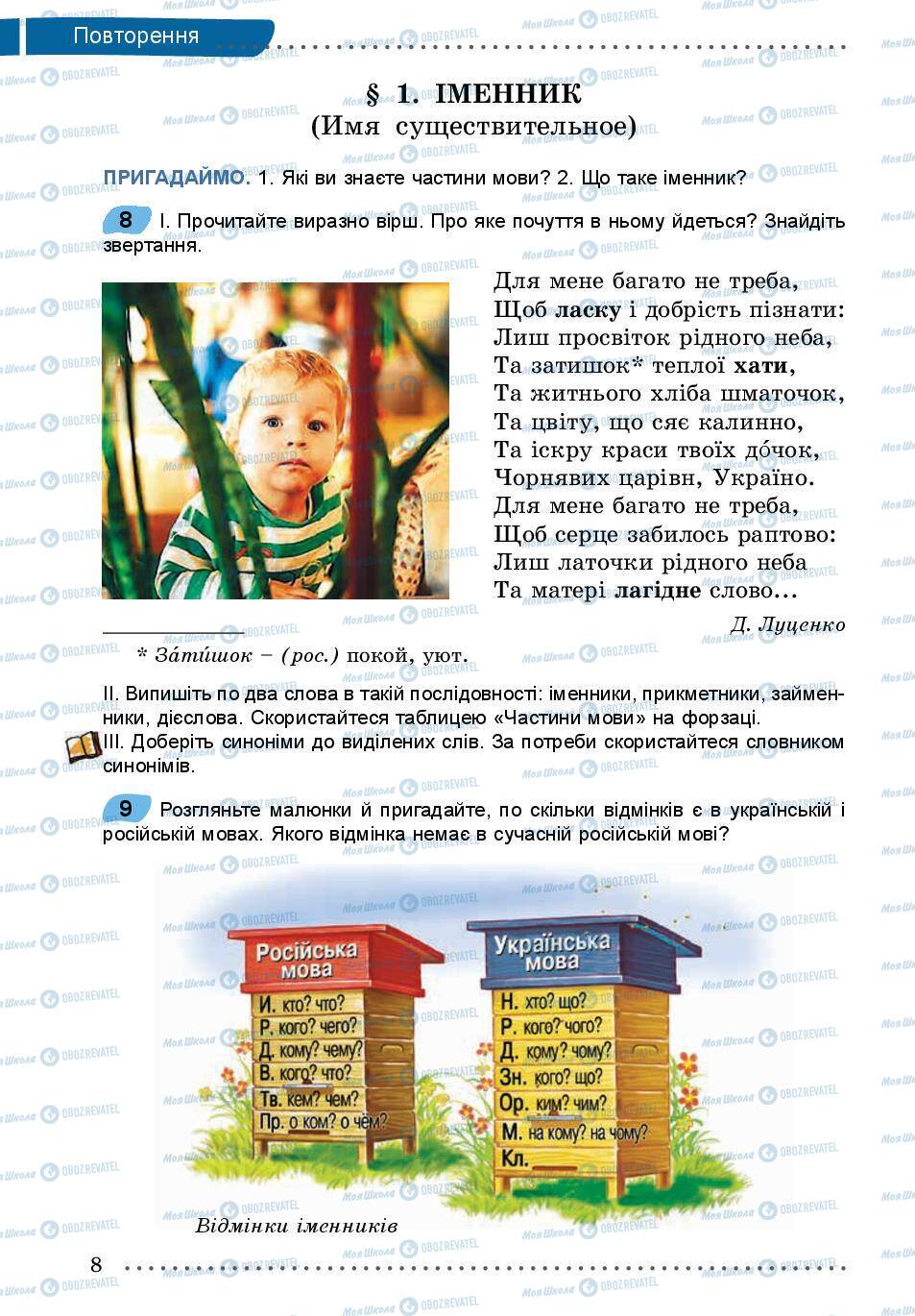 Підручники Українська мова 5 клас сторінка 8
