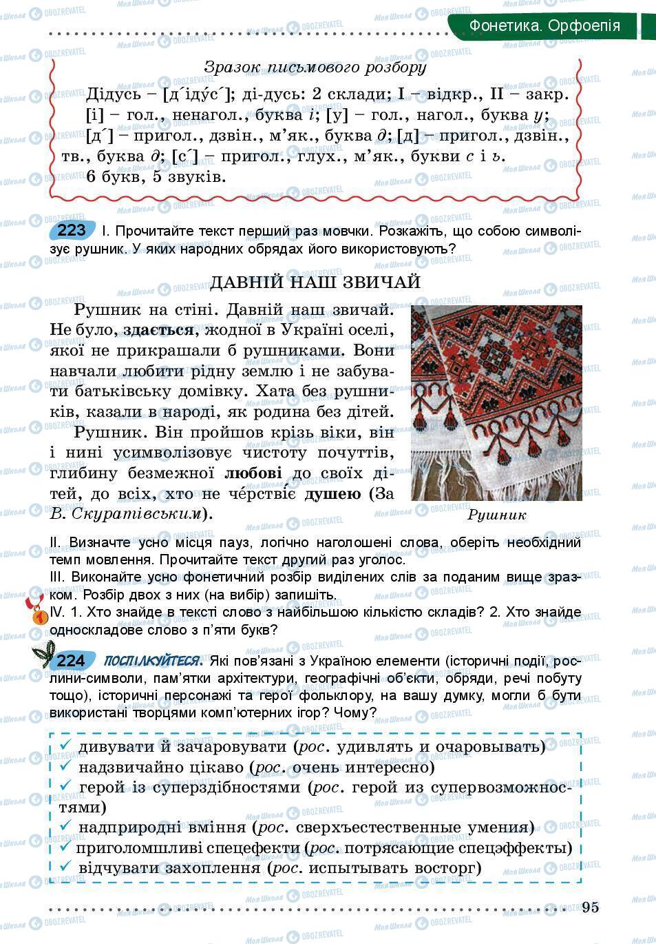 Підручники Українська мова 5 клас сторінка 95