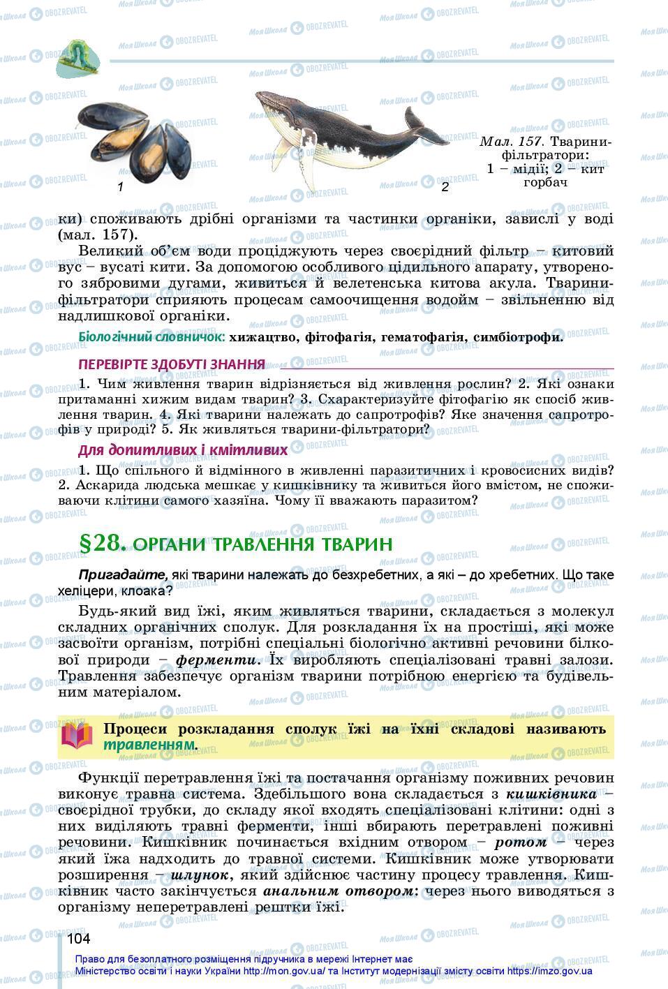 Підручники Біологія 7 клас сторінка 104