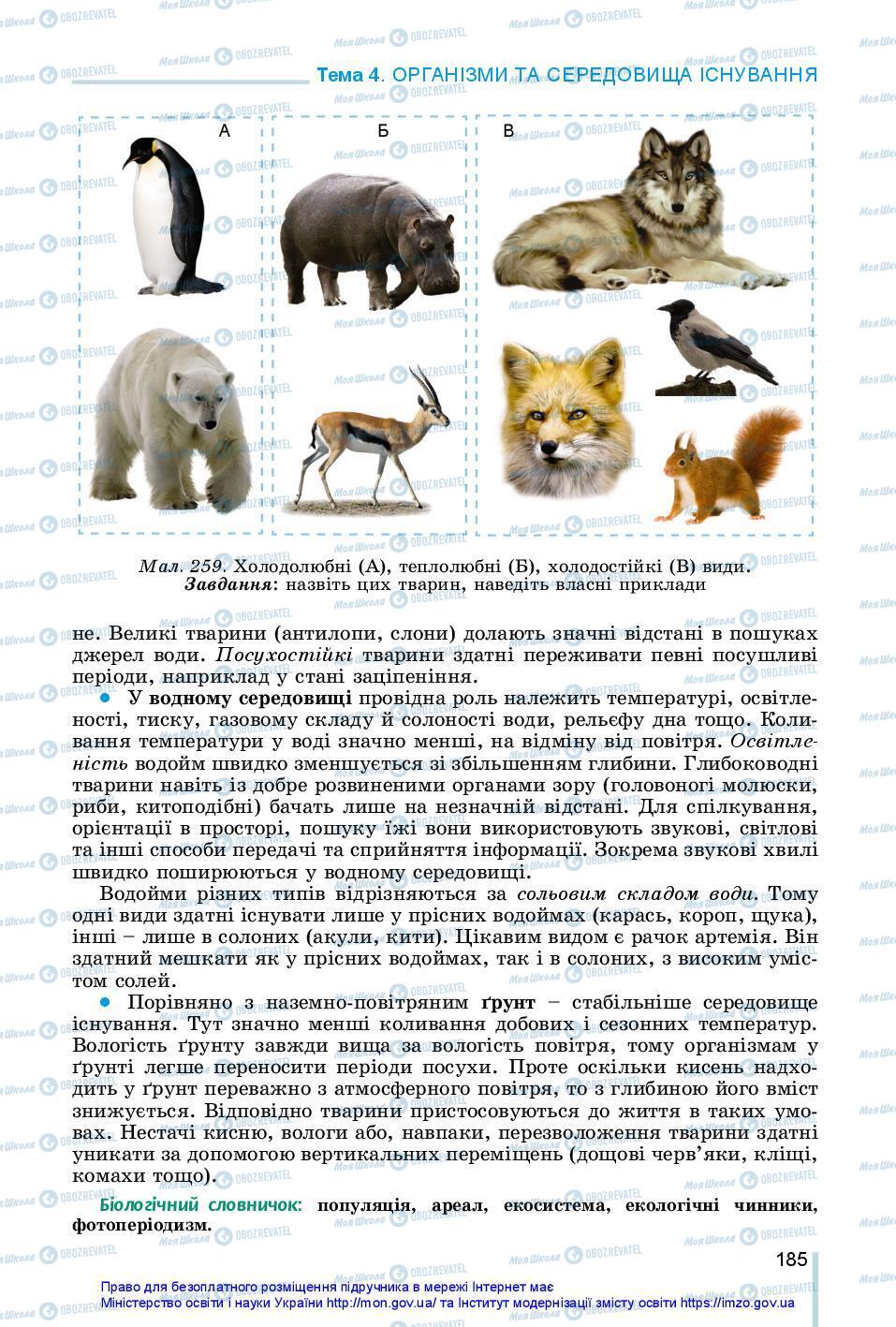 Учебники Биология 7 класс страница 185