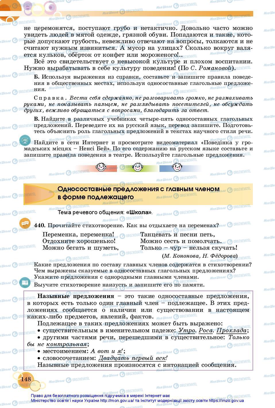 Підручники Російська мова 7 клас сторінка 148