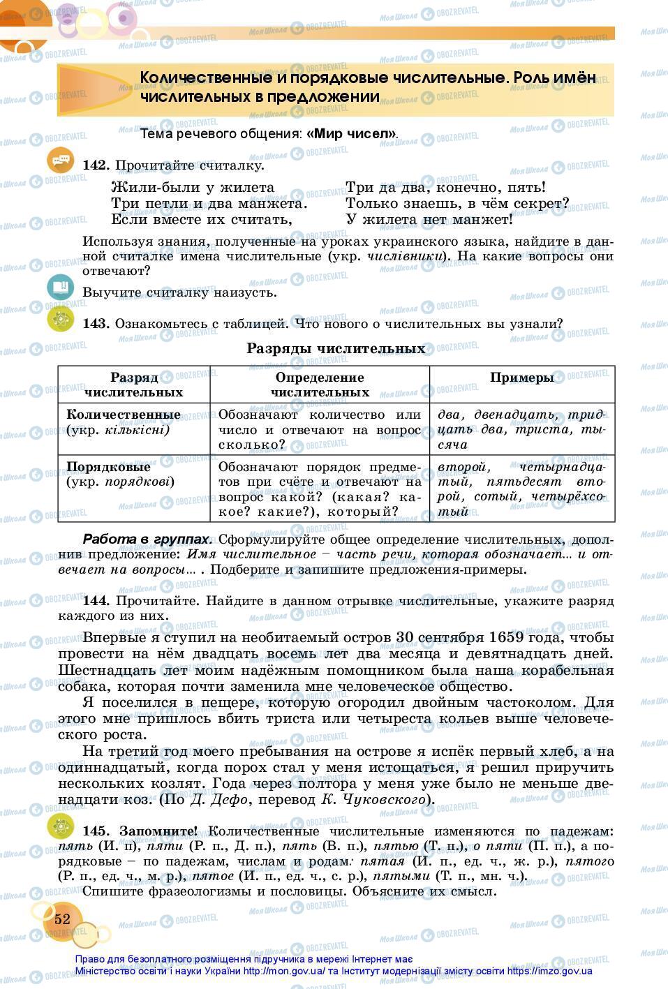 Підручники Російська мова 7 клас сторінка 52