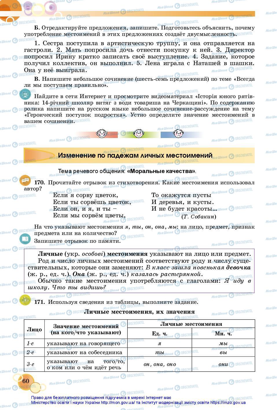 Підручники Російська мова 7 клас сторінка 60