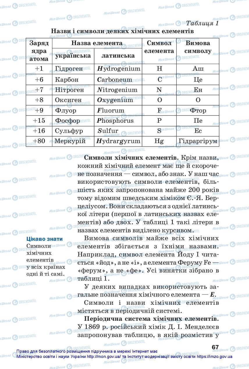 Підручники Хімія 7 клас сторінка 67