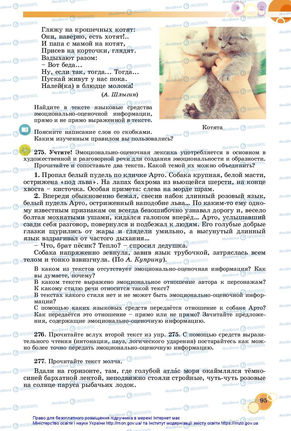 Підручники Російська мова 7 клас сторінка 95