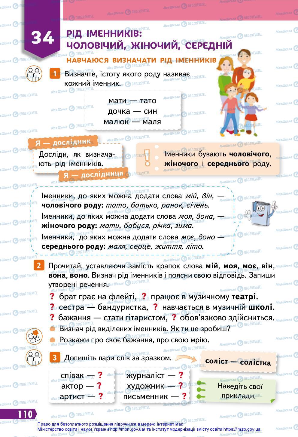 Підручники Українська мова 3 клас сторінка 110