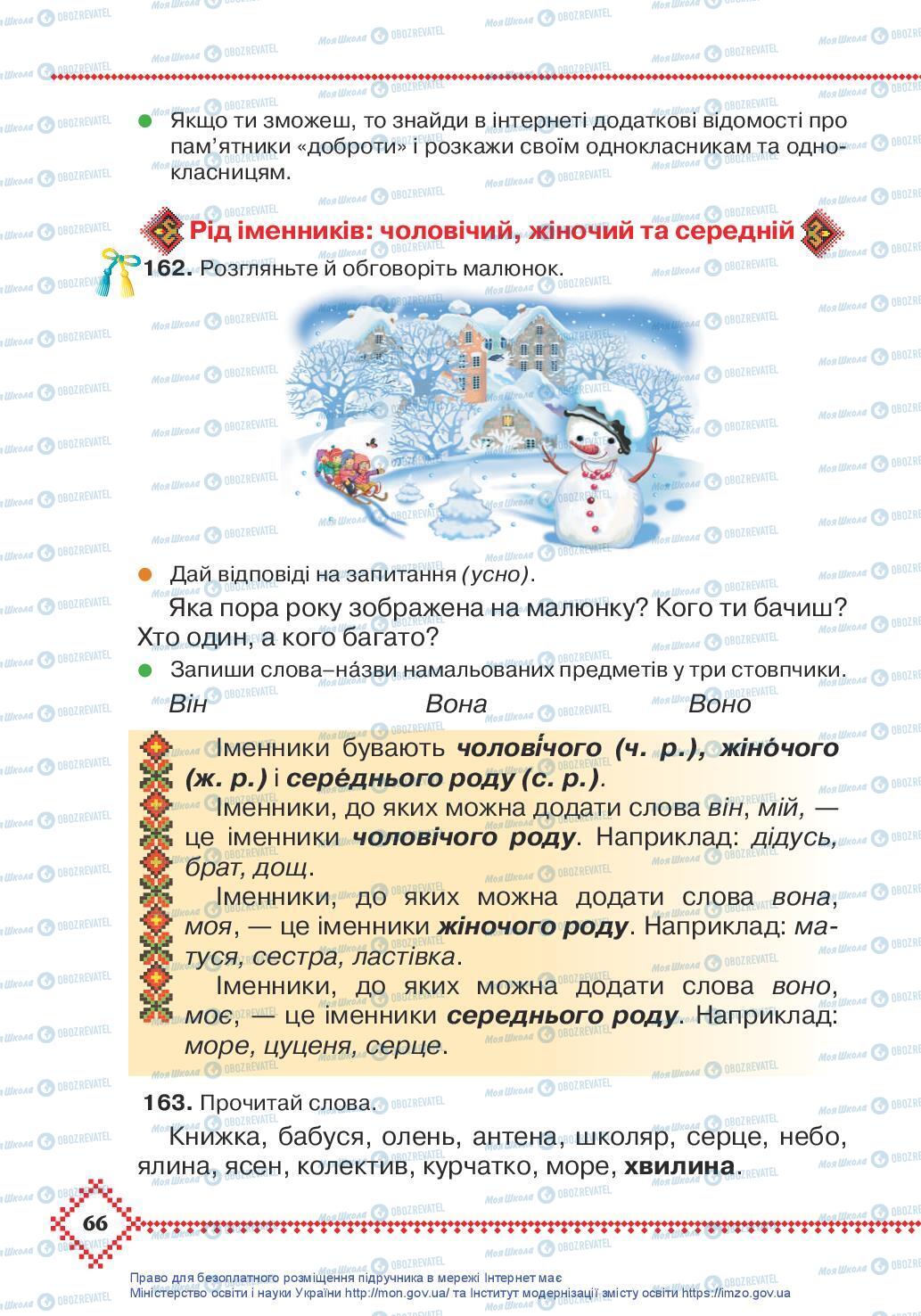 Підручники Українська мова 3 клас сторінка 66