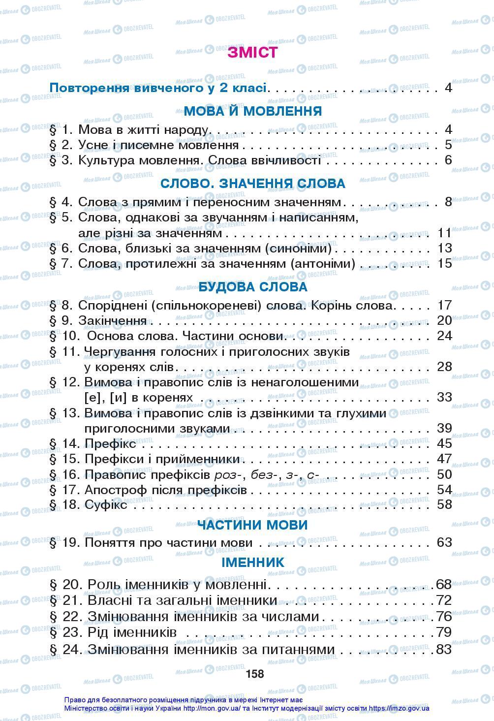 Підручники Українська мова 3 клас сторінка 158