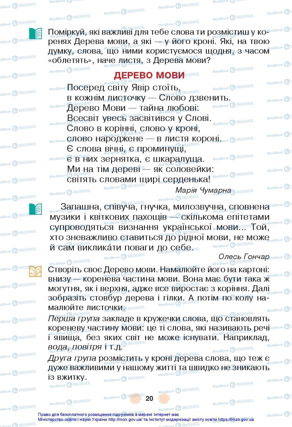 Підручники Українська мова 3 клас сторінка 20