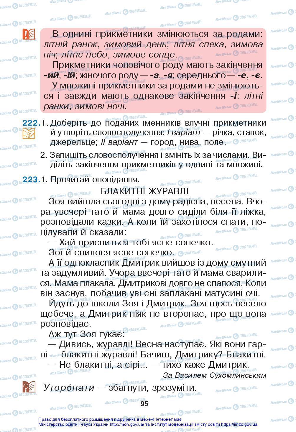 Підручники Українська мова 3 клас сторінка 95