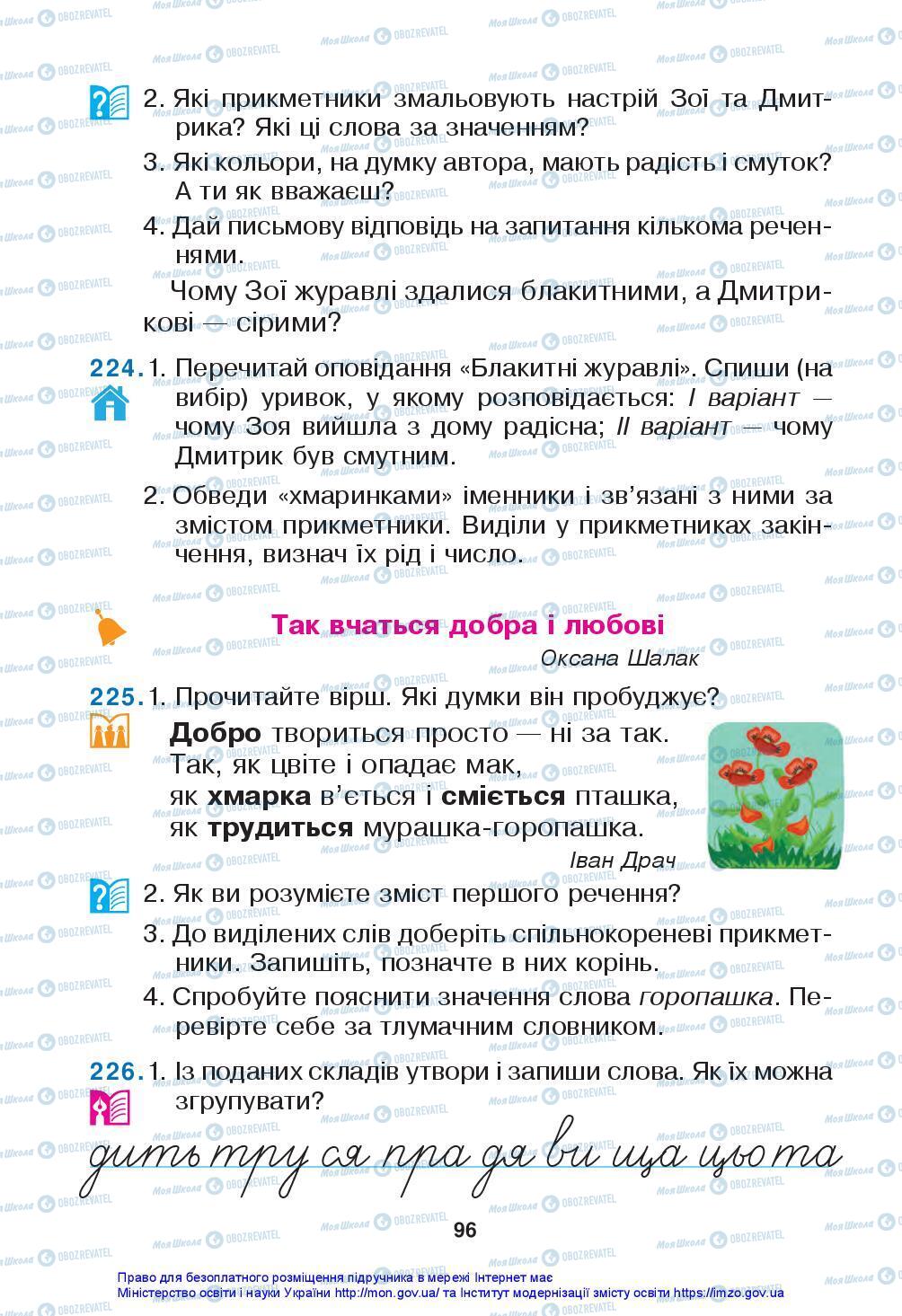 Підручники Українська мова 3 клас сторінка 96