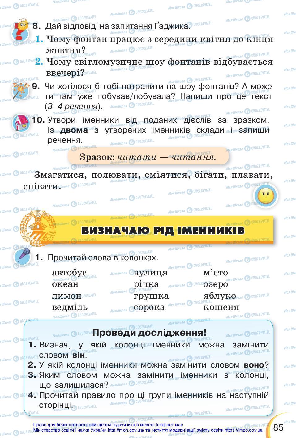 Підручники Українська мова 3 клас сторінка 85