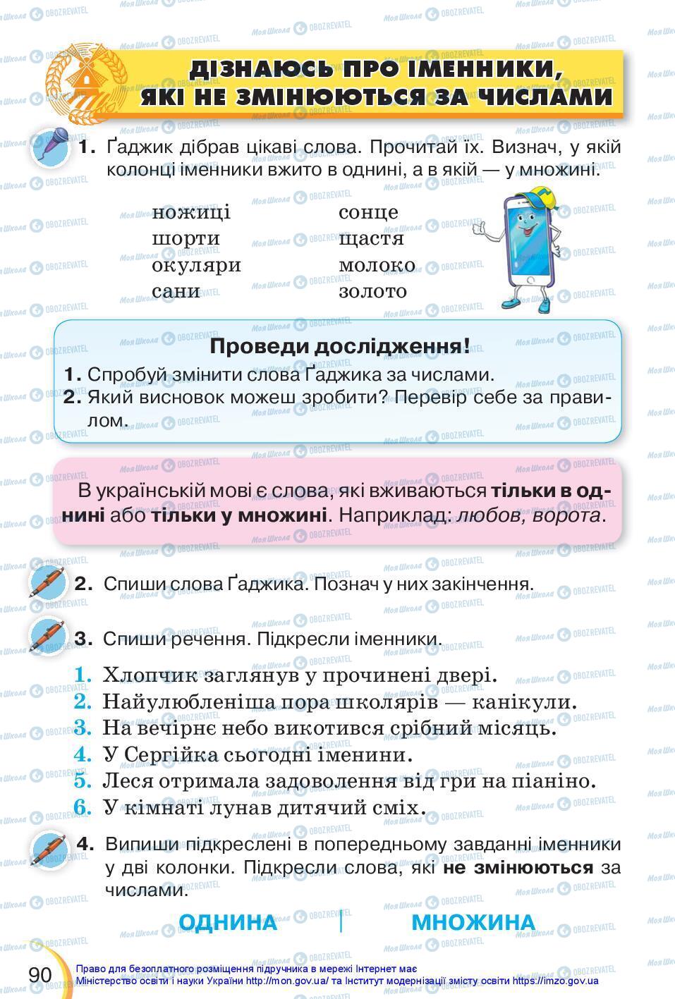 Підручники Українська мова 3 клас сторінка 90