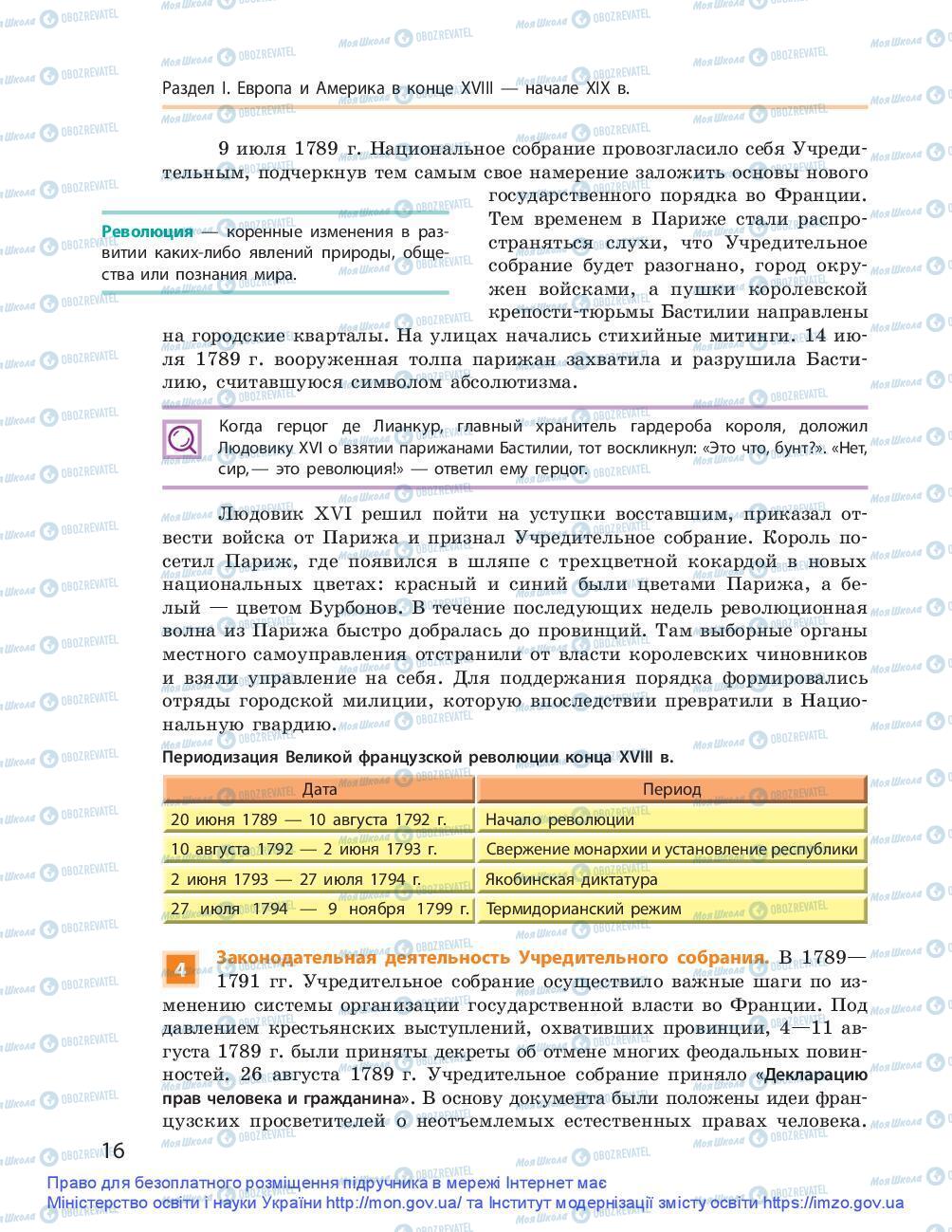 Підручники Всесвітня історія 9 клас сторінка 16